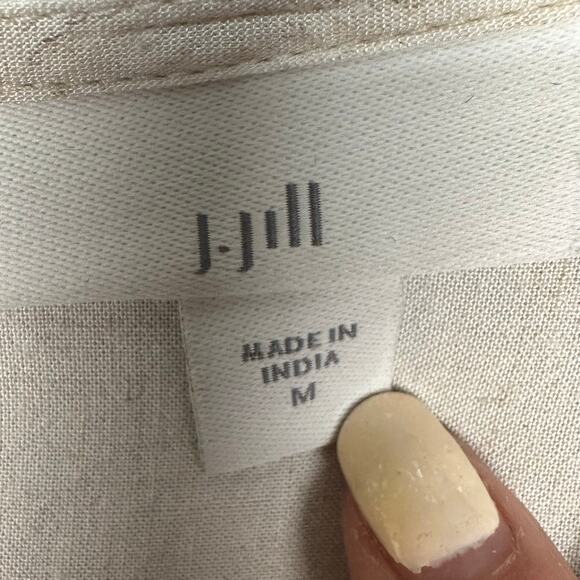 J Jill Top Womens Medium Cream Floral Embroidered Linen Tunic Lightweight Spring - Picture 6 of 12